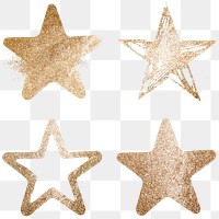 Gold sparkle png star icon set