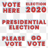Election 2020 multiply typography png set