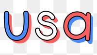 USA doodle png typography word