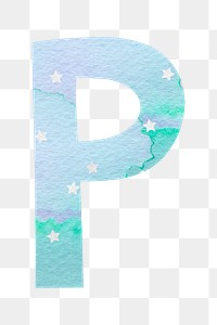 Letter p colorful typography png