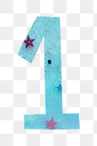 Number 1 pastel font png watercolor texture typography