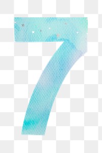 Number 7 pastel font png watercolor texture typography