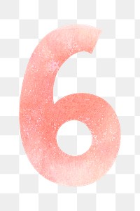 Number 6 pastel font png watercolor texture typography
