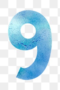 Number 9 pastel font png watercolor texture typography