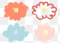 Blooming flower png floral illustration set