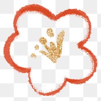 Hand drawn oriental flower png element