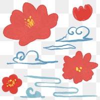 Chinese national flowers png illustration elements