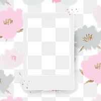 Instant camera frame png flower doodle floral background