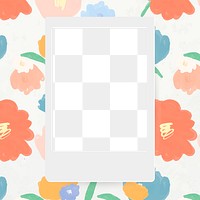 Instant camera frame png flower doodle floral background