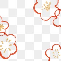 Red blossom border frame png illustration