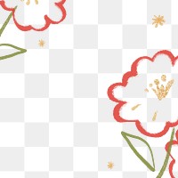 Red blossom transparent png border frame