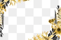 Golden flowers png border frame background