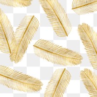 Png golden palm leaf pattern vintage illustration