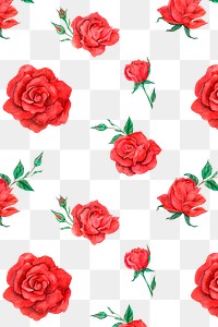 Red rose pattern png transparent background