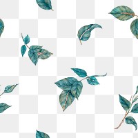Glitter rose leaf png seamless pattern transparent background