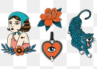 Retro beautiful tattoo design png collection