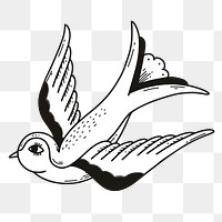 Black & white bird tattoo design png