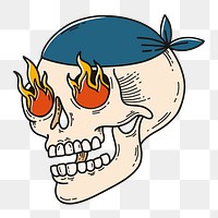 Retro skull tattoo design png