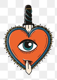 Retro png demon heart tattoo design