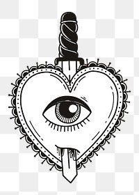 Vintage demon heart png tattoo design 