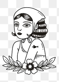 Vintage pin-up girl tattoo png design 