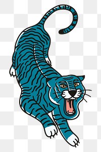Retro tiger tattoo design png