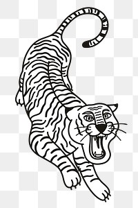Black &amp; white tiger tattoo design png