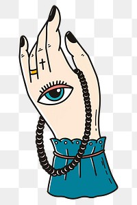 Retro hand tattoo design png