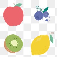 Png colorful fruit clipart set transparent background 