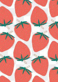 Png hand drawn strawberry pattern transparent background