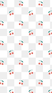 Png hand drawn cherry pattern transparent background