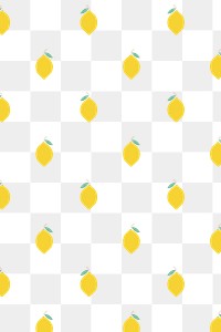Png hand drawn lemon pattern transparent background