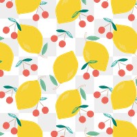 Png lemon cherry pattern transparent background