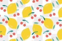 Png lemon cherry pattern transparent background