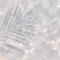 Aesthetic png background of palm leaf shadow with sparkle in gray