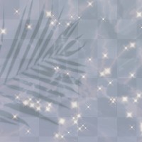 Shadow png of palm leaf with sparkle in blue transparent background