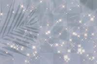 Aesthetic png background of palm leaf shadow with sparkle in blue