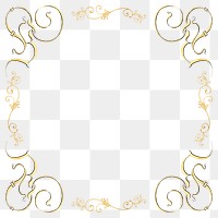 Gold filigree frame border png