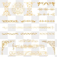 Vintage gold divider png victorian element, remix from The Model Book of Calligraphy Joris Hoefnagel and Georg Bocskay