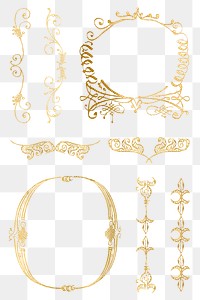 Vintage gold frame divider png element set, remix from The Model Book of Calligraphy Joris Hoefnagel and Georg Bocskay