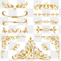 Vintage gold divider png victorian element, remix from The Model Book of Calligraphy Joris Hoefnagel and Georg Bocskay