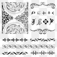 Vintage divider ornamental png element set, remix from The Model Book of Calligraphy Joris Hoefnagel and Georg Bocskay