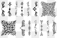 Flourish divider vintage png ornamental element set, remix from The Model Book of Calligraphy Joris Hoefnagel and Georg Bocskay