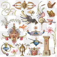 Png Victorian png ornamental decorative set, remix from The Model Book of Calligraphy Joris Hoefnagel and Georg Bocskay