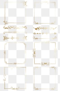 Gold vintage frame png ornament divider set, remix from The Model Book of Calligraphy Joris Hoefnagel and Georg Bocskay