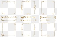 Gold vintage png frame ornament divider set, remix from The Model Book of Calligraphy Joris Hoefnagel and Georg Bocskay