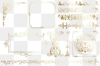 Png gold vintage ornamental element set, remix from The Model Book of Calligraphy Joris Hoefnagel and Georg Bocskay