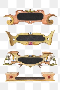 Png victorian gold signboard frame set, remix from The Model Book of Calligraphy Joris Hoefnagel and Georg Bocskay