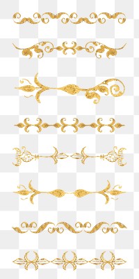Vintage gold separator ornament png set, remix from The Model Book of Calligraphy Joris Hoefnagel and Georg Bocskay