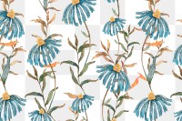 Png blue watercolor flower pattern with transparent background
